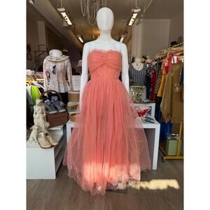 1950s Coral Tulle Party Dress